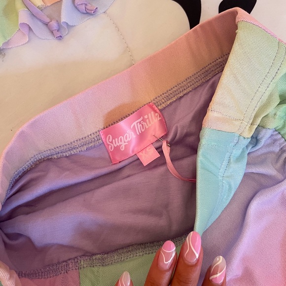 SugarThrillz Pastel Rainbow Crop top and skirt set - Picture 5 of 5